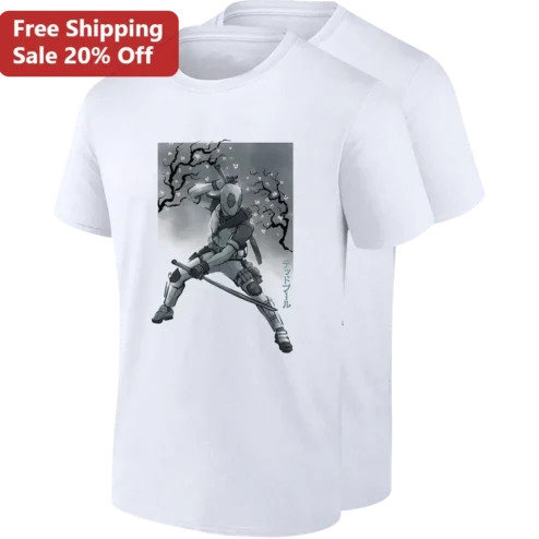 Samurai Art Tee Deadpool Japanese Cherry Blossom Marvel Graphic Shirt Gift for Anime Fans