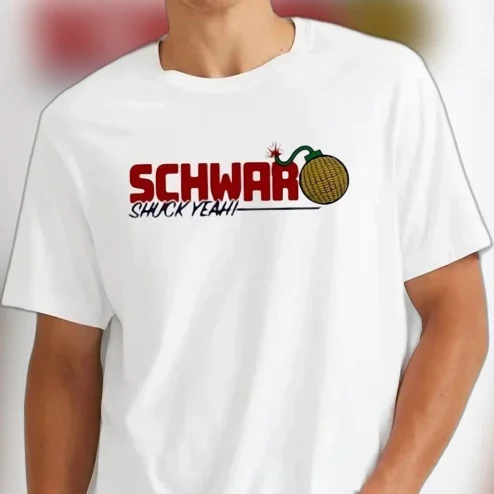Schwar Shuck Yeah Corn Bomb Graphic Tee Funny Baseball Pun T-Shirt