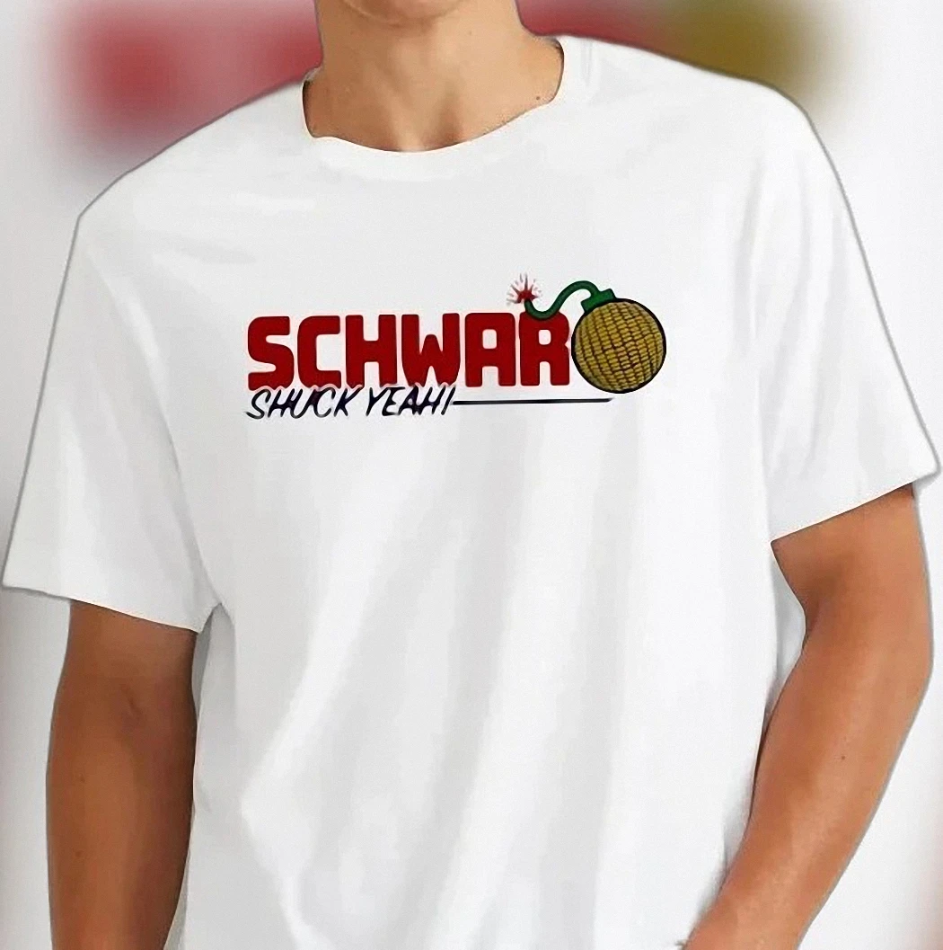 Schwar Shuck Yeah Corn Bomb Graphic Tee Funny Baseball Pun T-Shirt