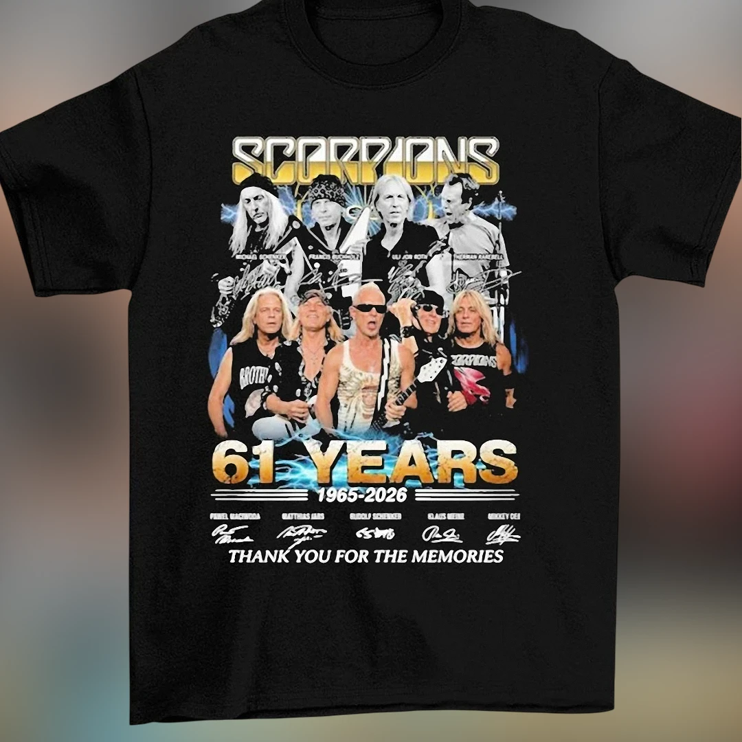 Scorpions 61 Years 1965-2026 Thank You for the Memories Tee, Vintage Rock Band Signatures Shirt for Fans