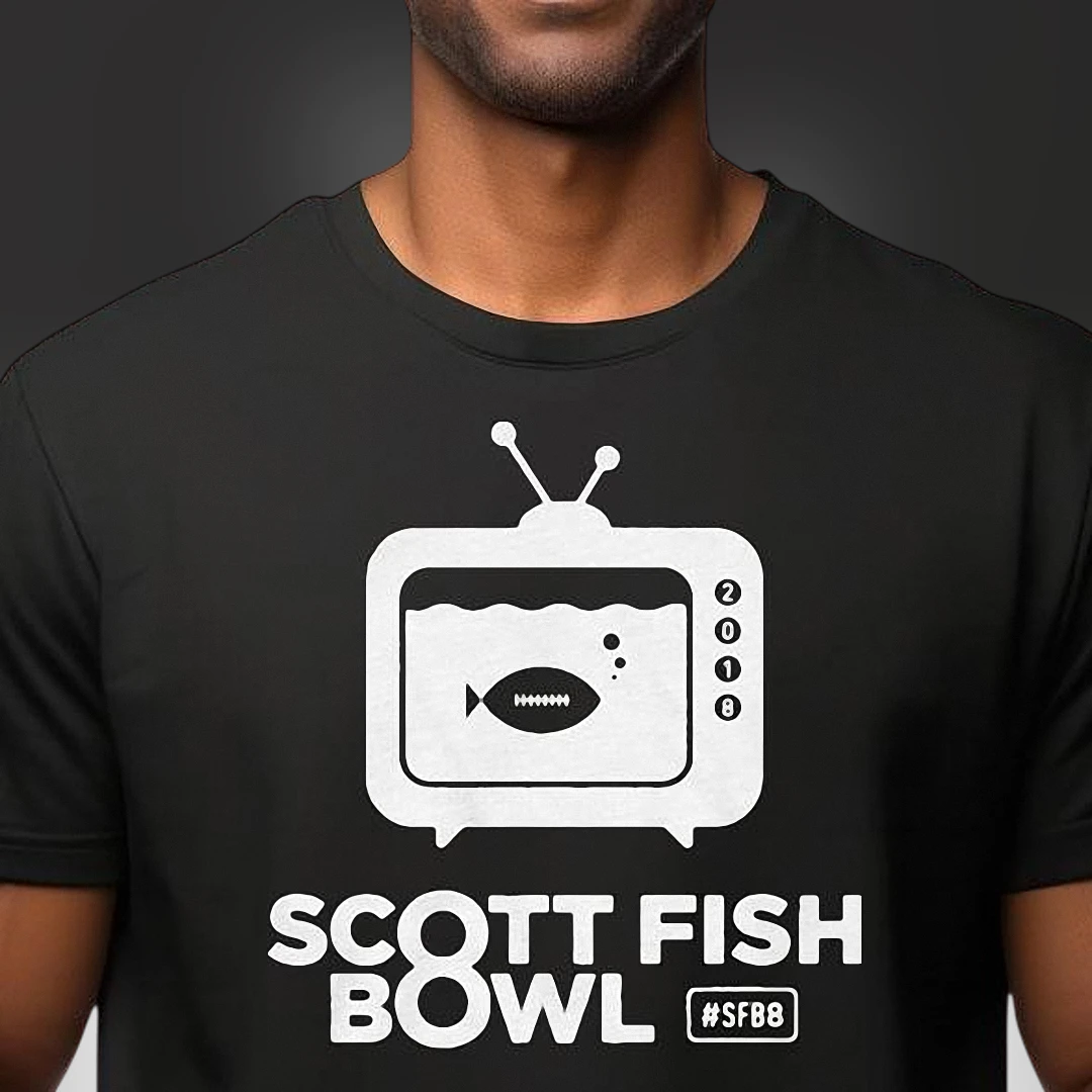 Scott Fish Bowl 2018 SFB8 Vintage TV Graphic Tee, Fantasy Football Tournament Shirt for Fans