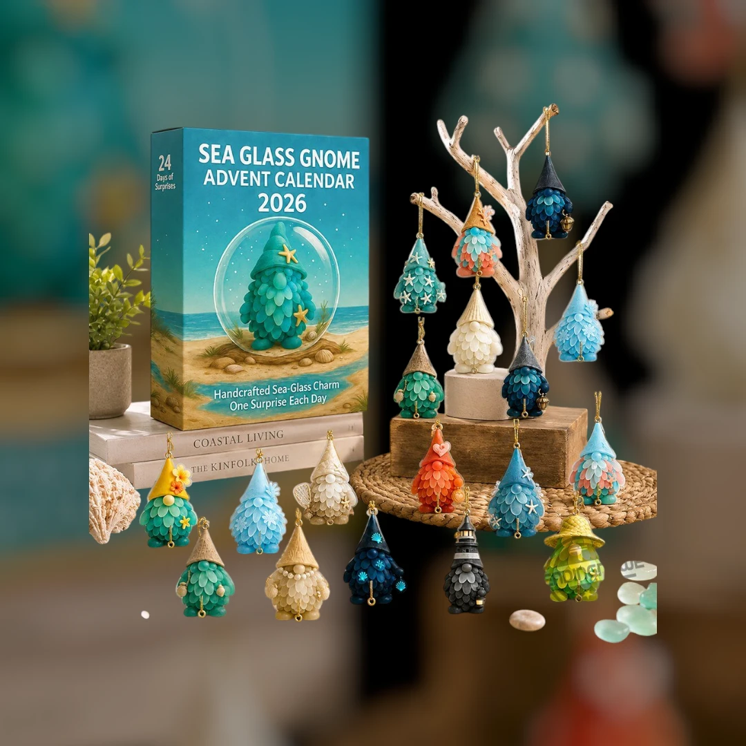 Sea Glass Gnome Advent Calendar 2026 24 Day Coastal Holiday Countdown Christmas Gift