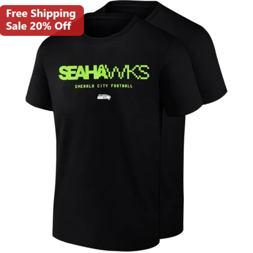 Seahawks Emerald City Football Tee Seattle Fan Game Day Pixel Art Graphic T-Shirt