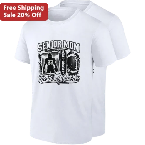 Senior Mom The Final Quarter Tee, Personalized Football Senior Night Gift for Mom, Custom Name Class of Year Game Day Shirt
