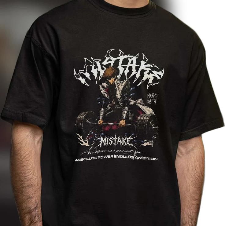 Seto Kaiba Mistake Absolute Power Anime Gym Tee, Edgy Streetwear Bodybuilding Graphic Shirt