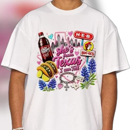 She's From Texas I Can Tell Tee, Retro Texas Pride Graphic T-Shirt, Southern State Pride Gift for Her