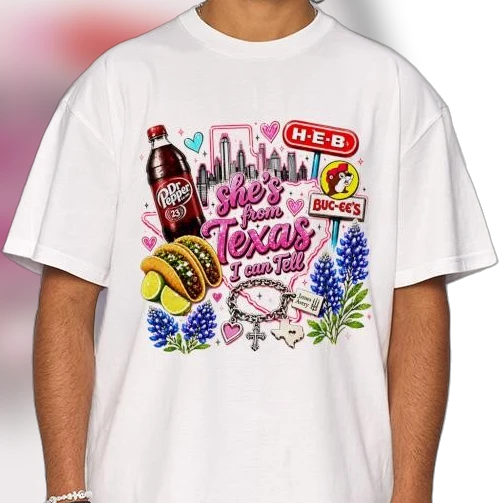 She's From Texas I Can Tell Tee, Retro Texas Pride Graphic T-Shirt, Southern State Pride Gift for Her