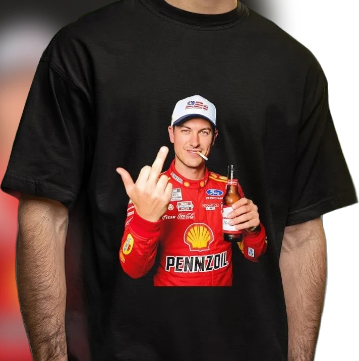 Shell Pennzoil Racing Tee, Joey Logano Funny Middle Finger Graphic Shirt, Edgy Motorsport Driver Fan Gift