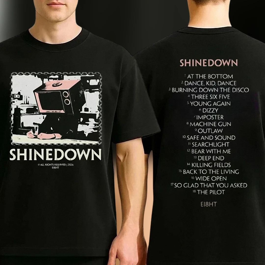 Shinedown Dance Kid Dance Tracklist Graphic Tee, Retro TV Head Rock Band Concert Tour Shirt