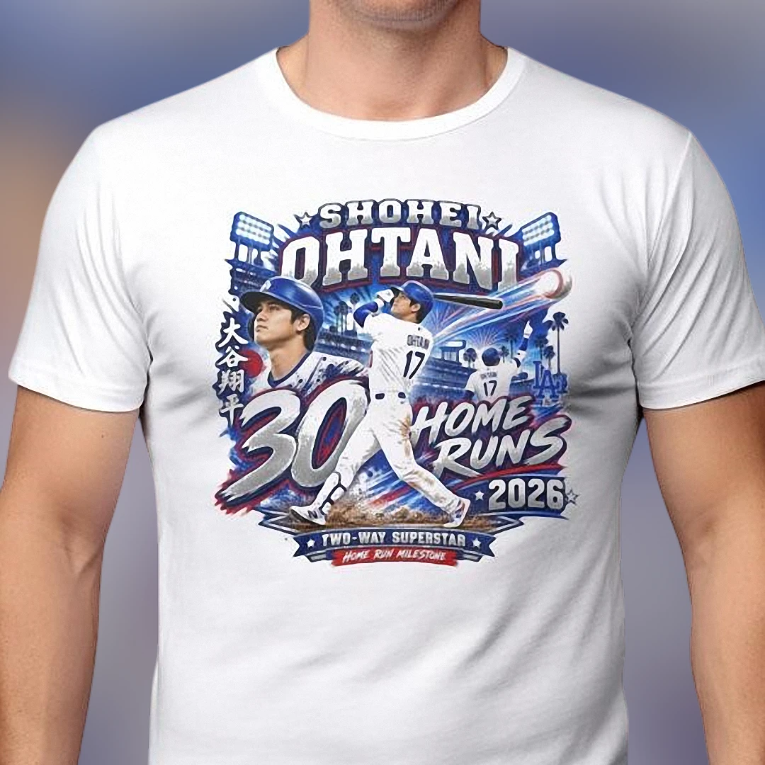 Shohei Ohtani 30 Home Runs 2026 Milestone Graphic Tee, Two-Way Superstar Dodgers Baseball Fan Shirt