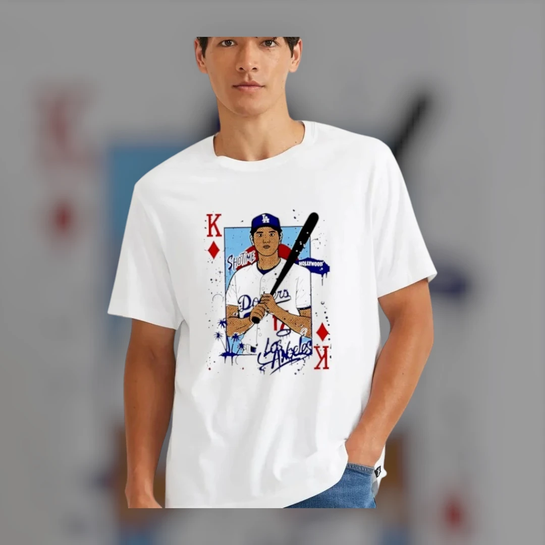 Showtime Los Angeles Dodgers Shohei Ohtani Hollywood King Playing Card Graphic Tee