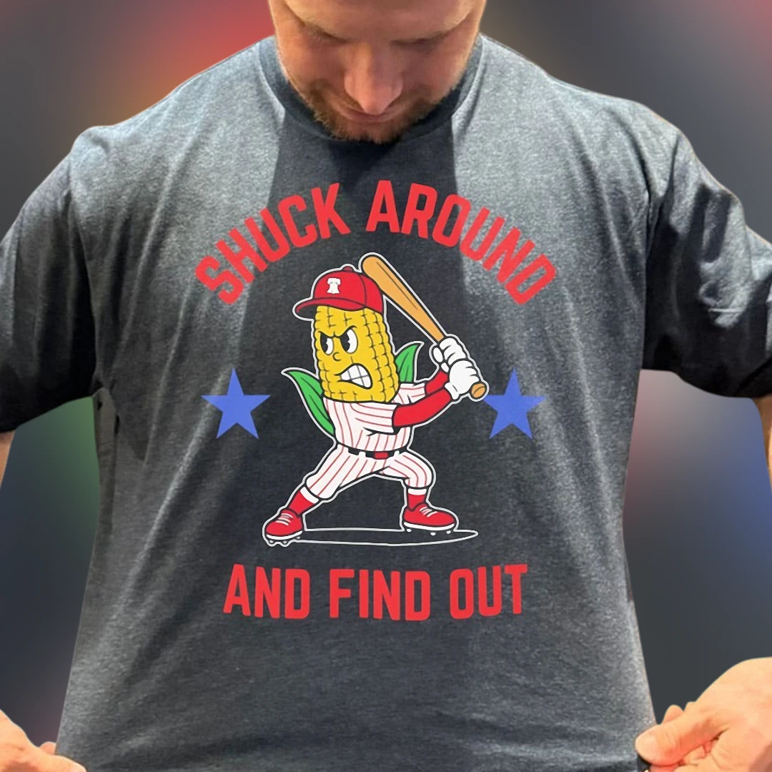 Shuck Around and Find Out Tee, Funny Baseball Corn Mascot Graphic T-Shirt