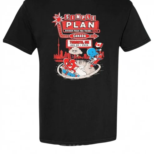 Simple Plan Toronto Concert Tee Bigger Than You Think Tour Canada Graphic Shirt