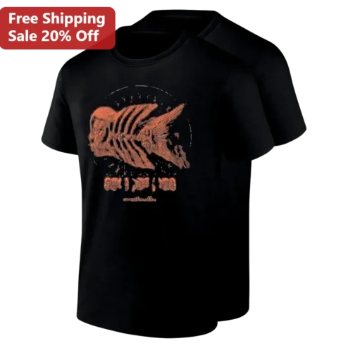 Skeletal Fish Band Logo Tee Fish Skeleton Graphic Indie Rock Band Merch Gift for Music Fans