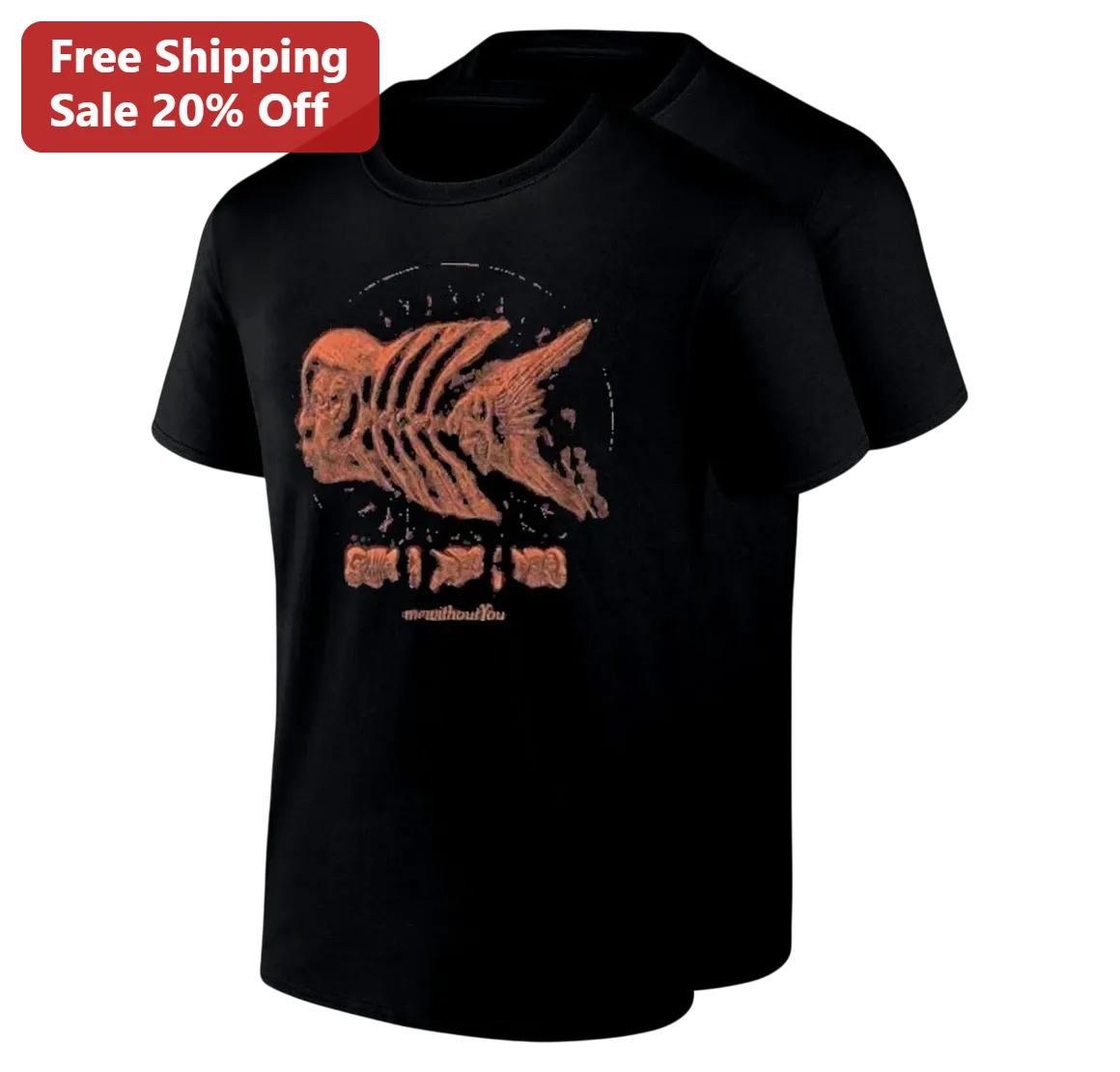 Skeletal Fish Band Logo Tee Fish Skeleton Graphic Indie Rock Band Merch Gift for Music Fans