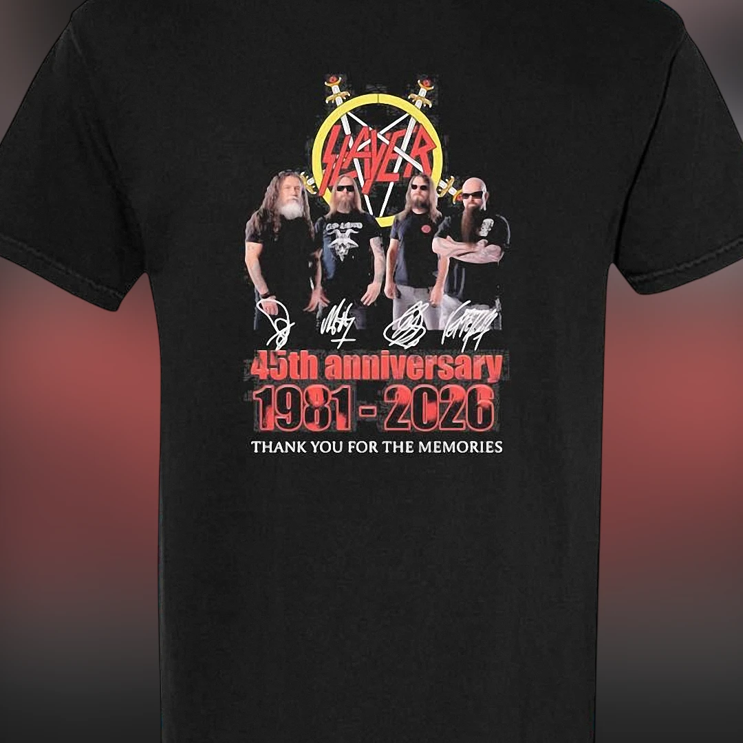 Slayer 45th Anniversary 1981-2026 Thank You for the Memories Signature Tee, Thrash Metal Band Tribute Shirt