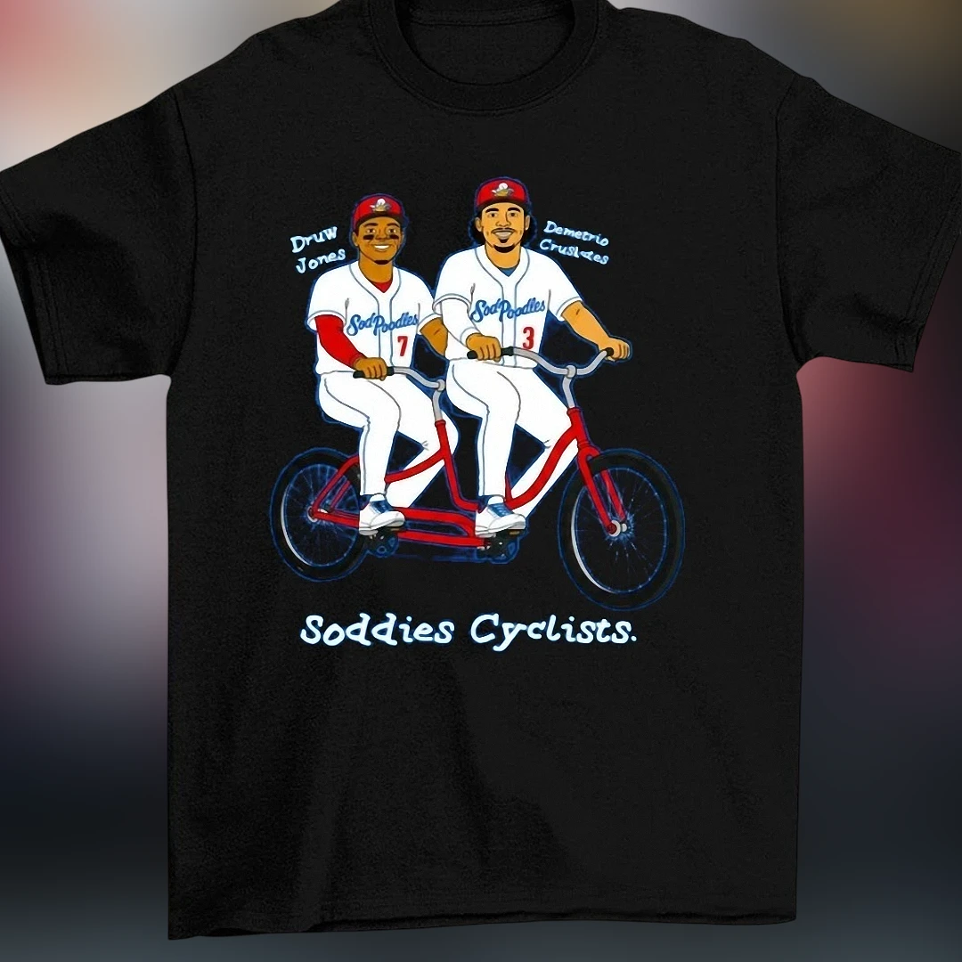 Soddies Cyclists Tee Funny Baseball Players Tandem Bicycle Graphic T-Shirt Gift