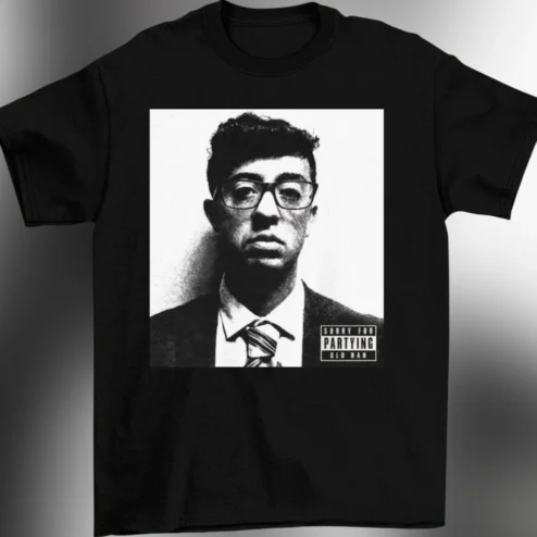 Sorry For Partying Old Man Tee Vintage Mugshot Funny Graphic T-Shirt