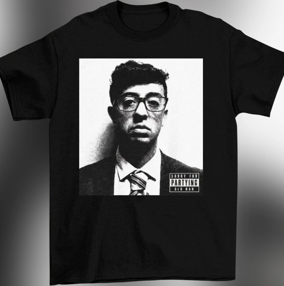 Sorry For Partying Old Man Tee Vintage Mugshot Funny Graphic T-Shirt