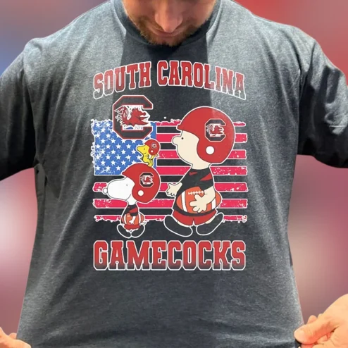 South Carolina Gamecocks Snoopy and Charlie Brown Football Tee, Vintage Gamecocks Gameday Graphic Shirt