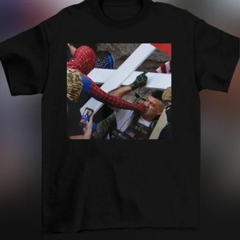 Spider-Man Tee Graphic Protest Meme Photo Print T-Shirt for Adults Vintage Pop Culture Streetwear Shirt