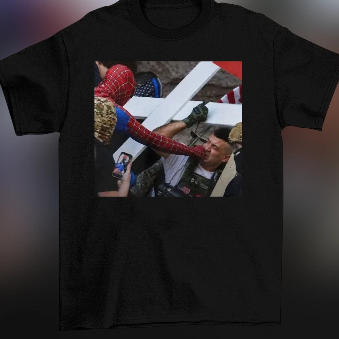 Spider-Man Tee Graphic Protest Meme Photo Print T-Shirt for Adults Vintage Pop Culture Streetwear Shirt