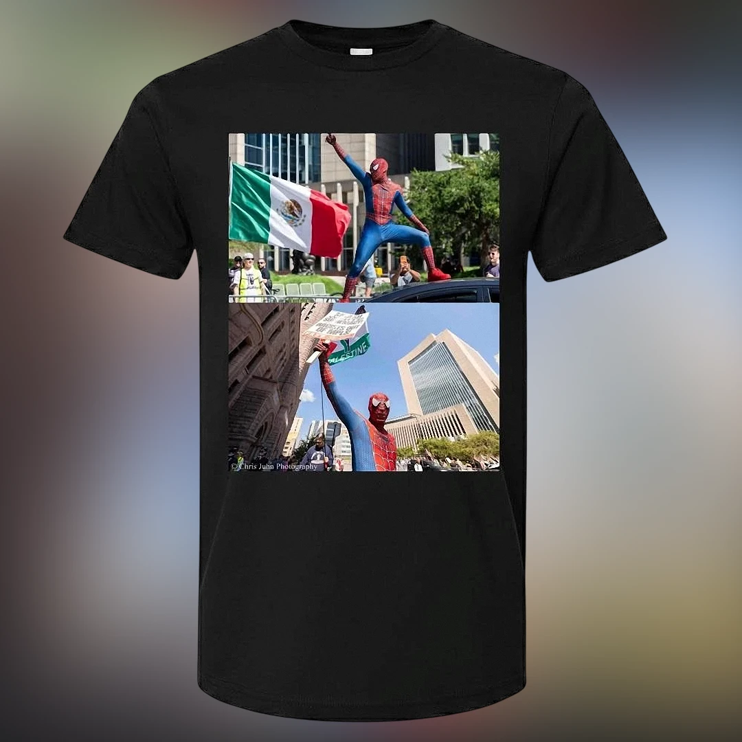 Spider-Man Tee Protest Photo Graphic T-Shirt for Men and Women