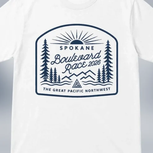 Spokane Boulevard Race 2026 Tee, Pacific Northwest Running Mountain Graphic Shirt