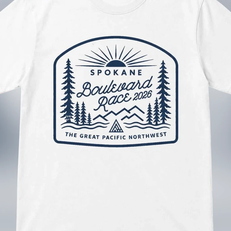 Spokane Boulevard Race 2026 Tee, Pacific Northwest Running Mountain Graphic Shirt