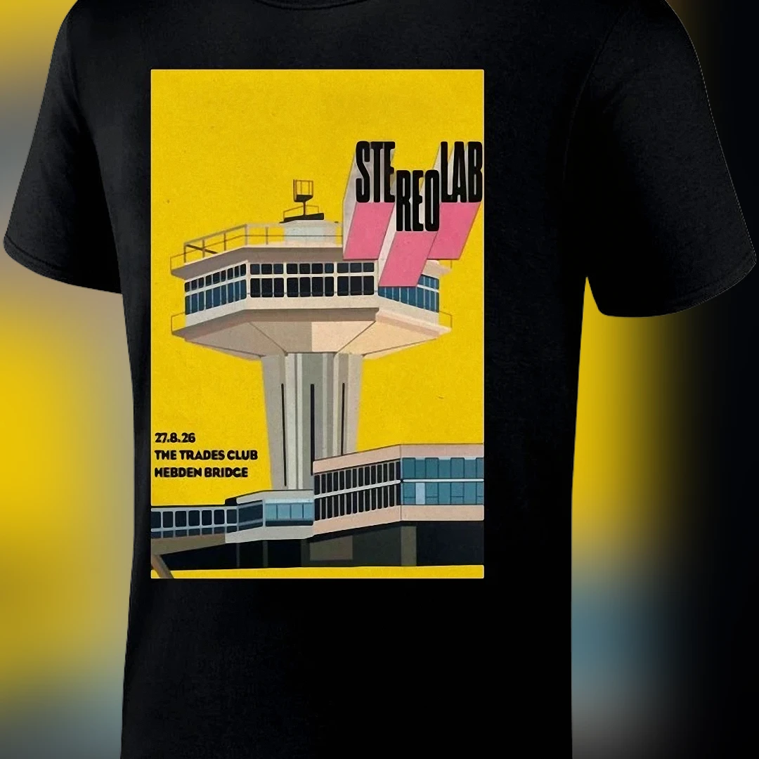 Stereolab The Trades Club Hebden Bridge Tee, 27.8.26 Concert Poster Graphic T-Shirt for Indie Rock Music Fans