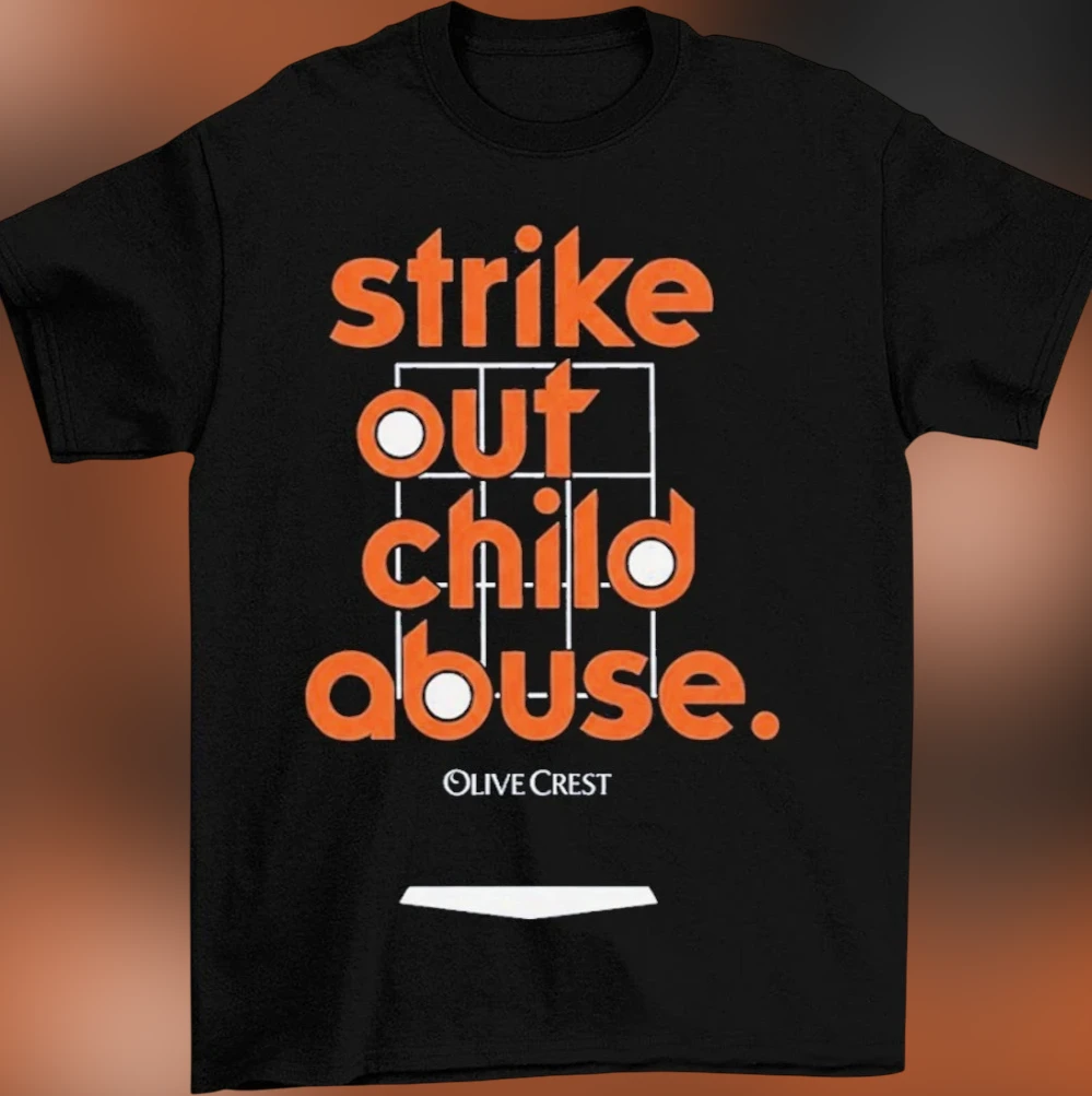 Strike Out Child Abuse Tee Baseball Awareness Graphic Shirt for Fundraiser and Charity Support