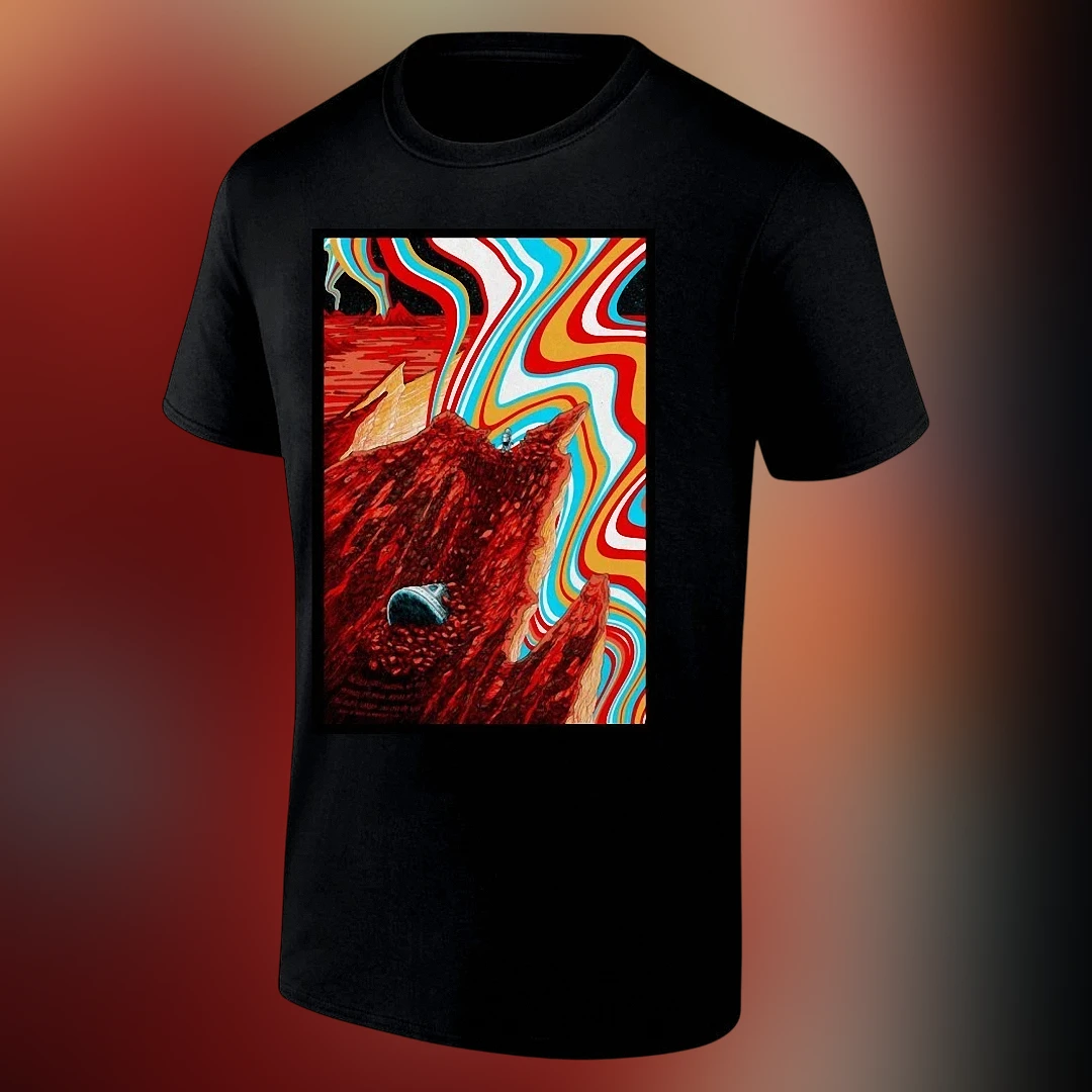 Surreal Space Art Martian Landscape Tee Retro Sci-Fi Dreamscape Graphic T-Shirt
