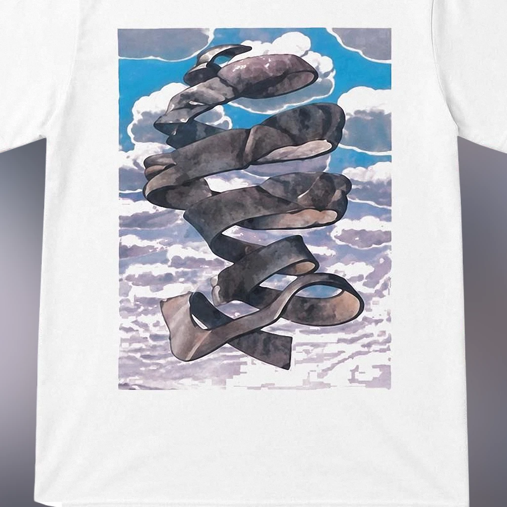 Surrealist Cloud Art Tee Dreamlike Cloud Ribbon Abstract Sky Graphic Streetwear T-Shirt