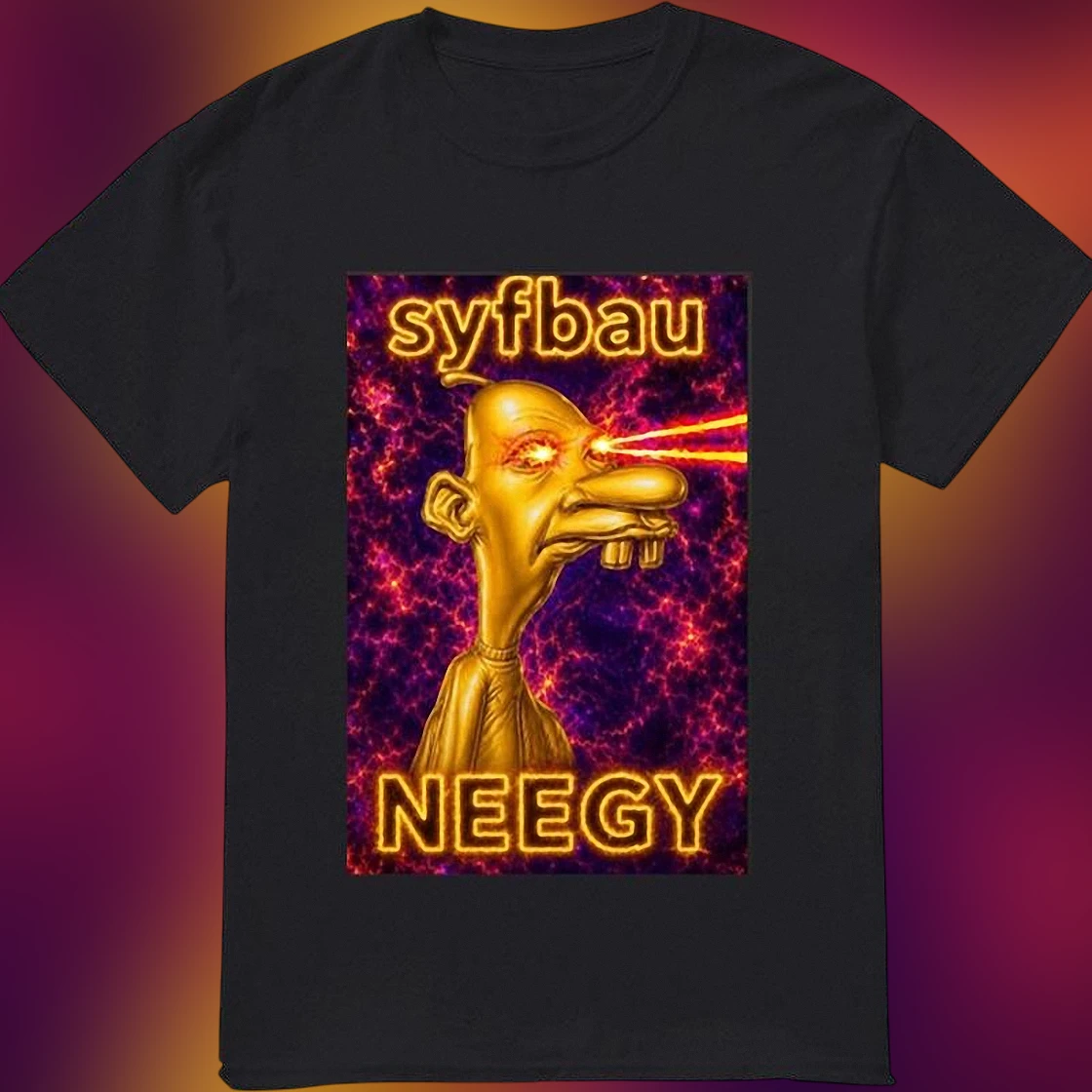 Syfbau Neegy Meme Tee Funny Laser Eyes Graphic T-Shirt for Men and Women