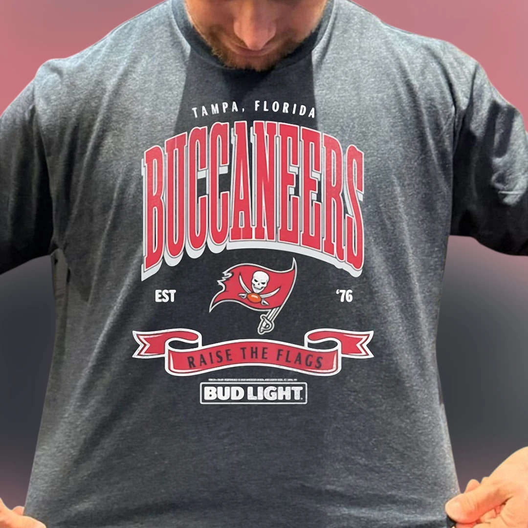 Tampa Florida Buccaneers EST '76 Raise The Flags Tee, Vintage Football Game Day Fan Graphic Shirt