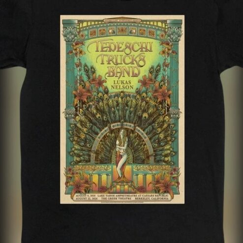 Tedeschi Trucks Band Lukas Nelson 2026 Tour Poster Tee, Lake Tahoe Berkeley Concert Souvenir Graphic T-Shirt
