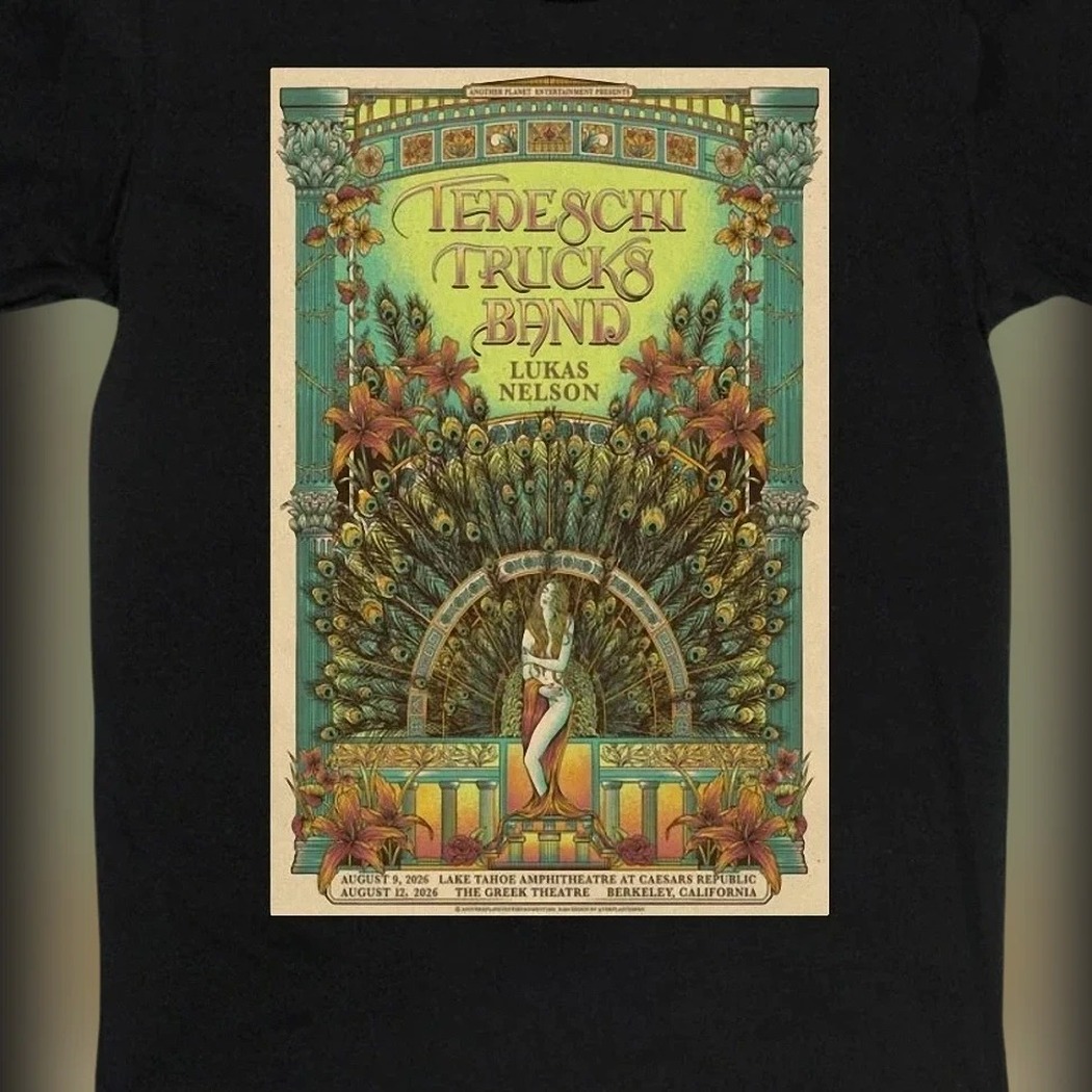Tedeschi Trucks Band Lukas Nelson 2026 Tour Poster Tee, Lake Tahoe Berkeley Concert Souvenir Graphic T-Shirt