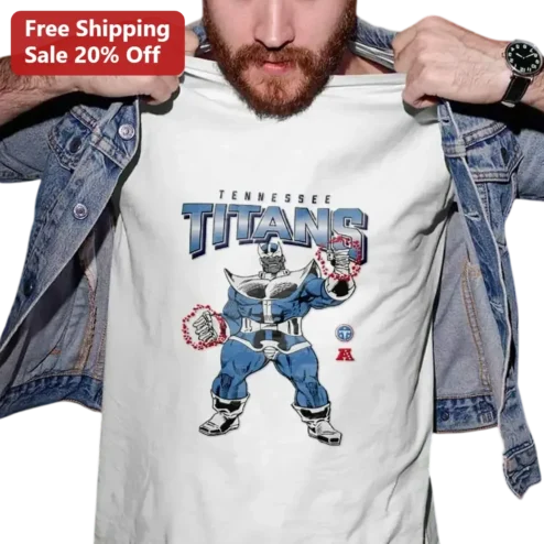 Tennessee Titans Thanos Crossover Graphic Tee, Marvel Superhero Football Fan Gift Shirt for Men Women