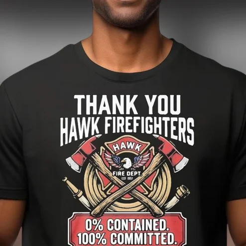 Thank You Hawk Firefighters Tee, 0% Contained Committed Wildland Firefighter Appreciation Shirt