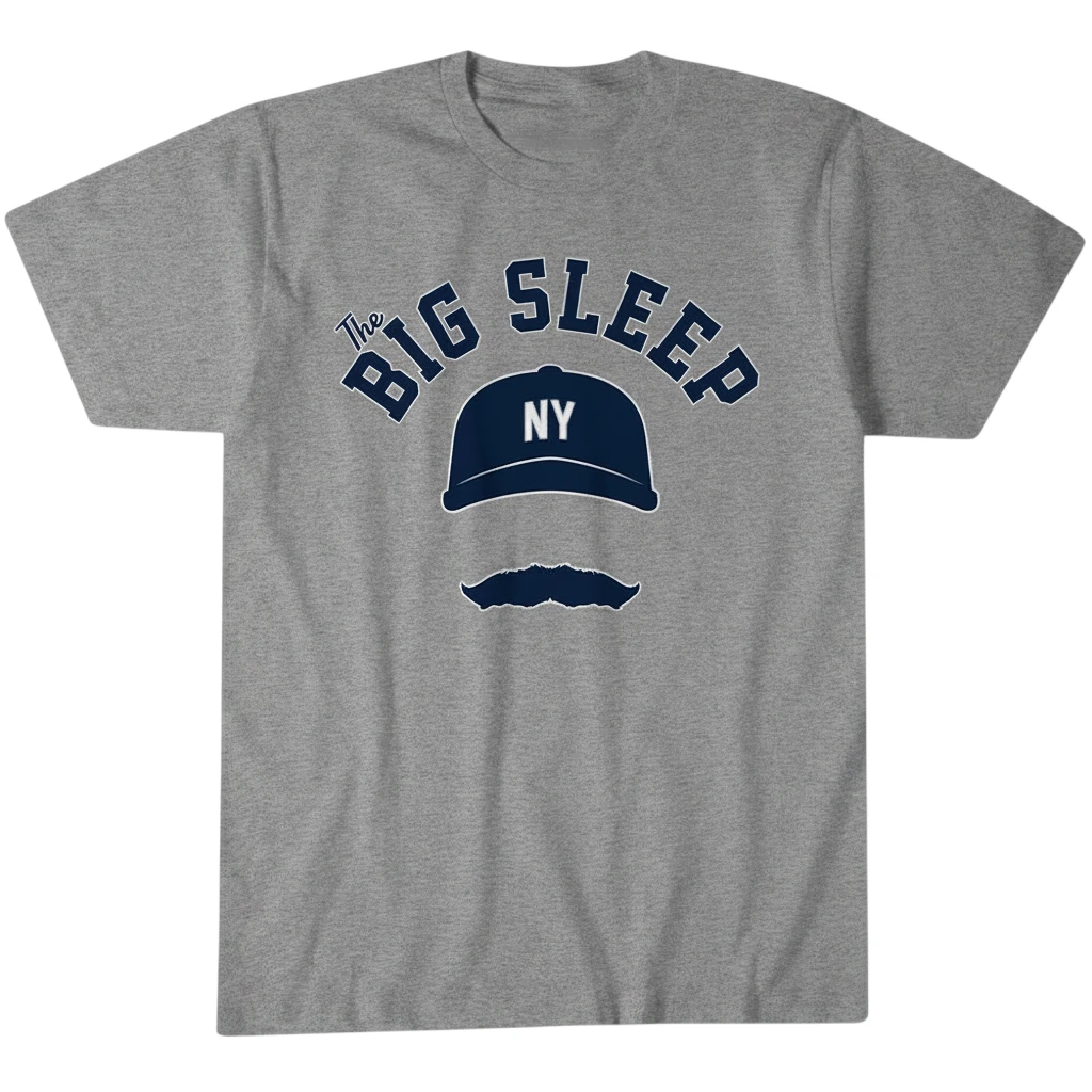 The Big Sleep NY Baseball Cap Mustache Graphic Tee for Men