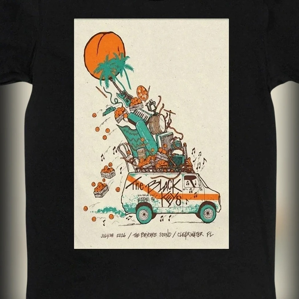The Black Keys Eddie 9V July 28 2026 The BayCare Sound Clearwater FL Concert Tour Graphic Tee