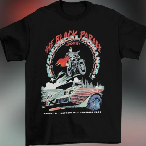 The Black Parade My Chemical Romance 2026 Tour Tee Detroit MI Comerica Park Concert Graphic Shirt