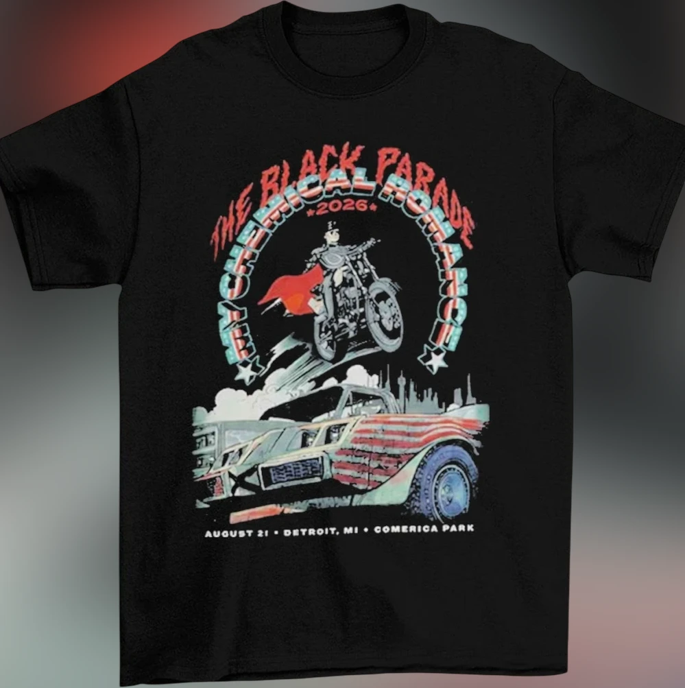 The Black Parade My Chemical Romance 2026 Tour Tee Detroit MI Comerica Park Concert Graphic Shirt