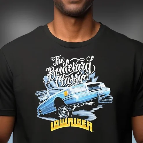 The Boulevard Classic Lowrider Graphic Tee, Vintage Hydraulic Car Streetwear T-Shirt for Car Enthusiasts