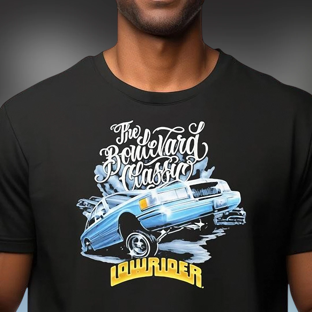 The Boulevard Classic Lowrider Graphic Tee, Vintage Hydraulic Car Streetwear T-Shirt for Car Enthusiasts
