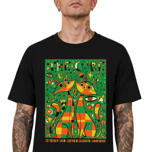 The Cure 23 August 2026 Edinburgh Summer Sessions Concert Tee, Retro Cats Festival Band Graphic Shirt