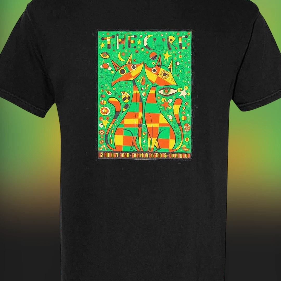 The Cure 23 August 2026 Summer Sessions Edinburgh Tee, Psychedelic Cats Concert Shirt