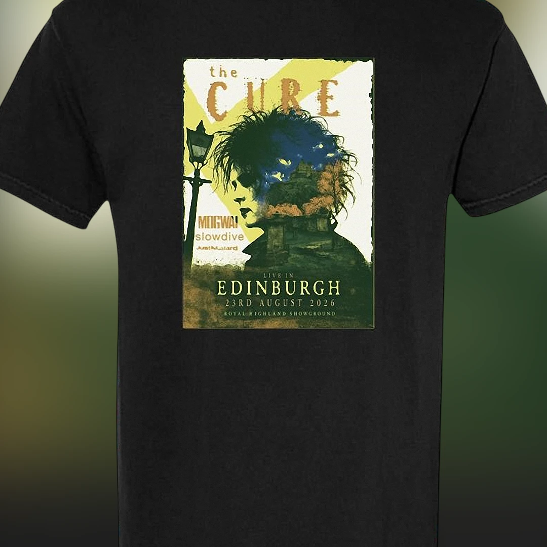 The Cure Edinburgh 2026 Concert Poster Tee, Robert Smith Live at Royal Highland Showground Graphic T-Shirt