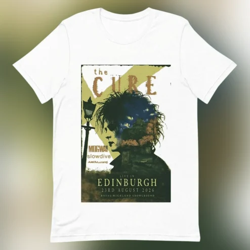 The Cure Live in Edinburgh 2026 Tee Royal Highland Showground Robert Smith Concert Graphic Shirt