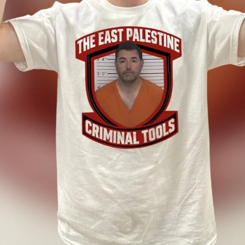 The East Palestine Criminal Tools Tee, Jed York Mugshot Satire Graphic Shirt